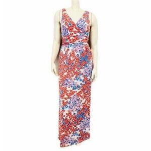 Small TRACY NEGOSHIAN Wendy Women Blue Red White Maxi Beachy Coastal Resort Wear